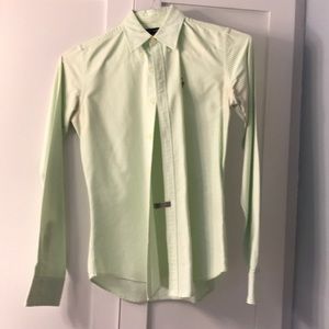 Polo button down green